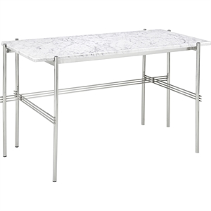 GUBI TS Schreibtisch 120x60 Polierter Stahl/weißer Carrara-Marmor