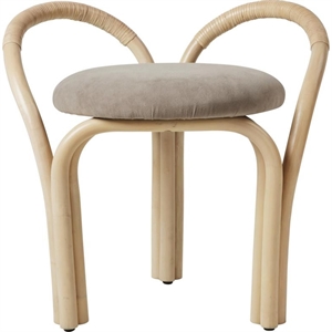 Gubi Bistra Hocker Naturlackiertes Rattan/Fustagno Limonta 002