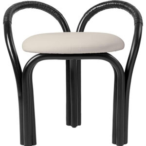 Gubi Bistra Hocker Ebenholz lackiertes Rattan/Fustagno Limonta 001