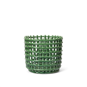 Ferm Living Keramikkorb, Groß, Smaragdgrün