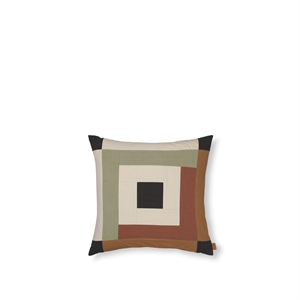 Ferm Living Border Patchwork Kissen Dark Sage/ Kastanienbraun