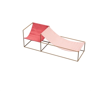 Valerie Objects Duo Seat Sessel mit Senffarbenem Gestell Rot/ Rosa