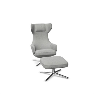 Vitra Grand Repos Sessel mit Hocker Cosy 2 Kieselgrau/ Chrom