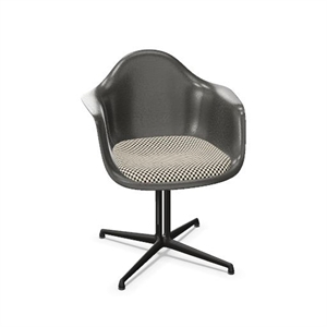 Vitra Eames Fiberglas DAL Esszimmerstuhl mit Sitzkissen Elefantenhaut Grau/Karo/Glatt Dunkel