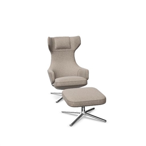 Vitra Grand Repos Sessel mit Hocker Cosy 2 Fossil/ Chrom