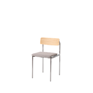 Moebe Offset Esszimmerstuhl, gepolstert, Chrom/lackierte Eiche/Re-Wool 128