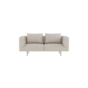 Vipp Chimney 2-Sitzer Sofa, Wellenförmig, Gebrochenes Weiß/ Hellgrau/ Edelstahl