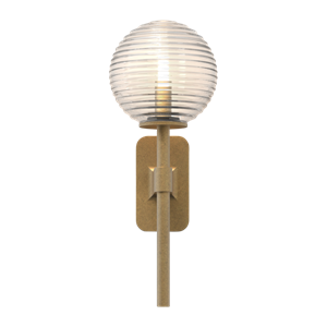 Astro Tacoma Einzel- Wandlampe, Antikes Messing und Gerillter Lampenschirm, Transparent
