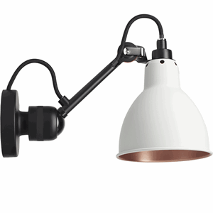Lampe Gras N304 Væglampe Mat Sort & Hvid/Kobber Hardwired