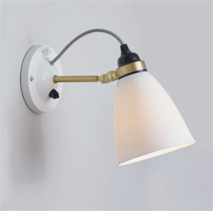 Original BTC Hector Mittel Dome Wandleuchte Messing mit Schalter