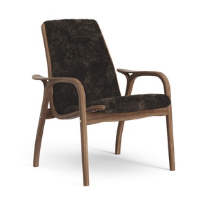 Swedese Laminat-Sessel, lackiert, Walnuss/Espresso/Schaffell
