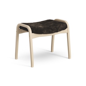 Swedese Lamino Fußhocker, Buche lackiert/Espresso/Schaffell
