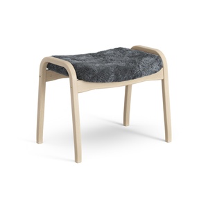 Swedese Lamino Fußhocker, lackierte Buche/Anthrazit/Schaffell