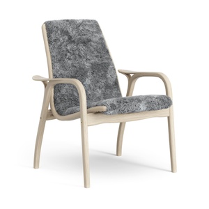Swedese Laminat-Sessel, lackierte Eiche/Skandinavisches Grau/Schaffell