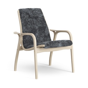 Swedese Laminat-Sessel, lackierte Eiche/Anthrazit/Schaffell