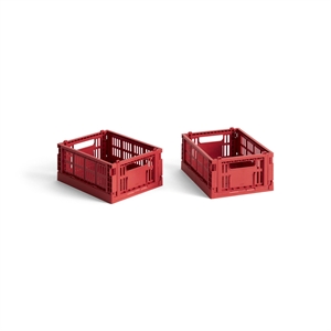 HAY Colour Crate Aufbewahrungsbox Mini 2er-Set Rot