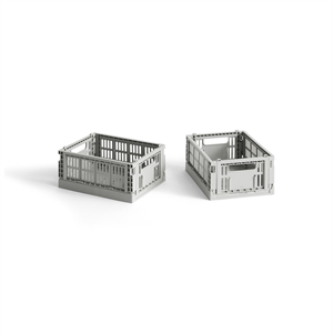 HAY Colour Crate Aufbewahrungsbox Mini 2er-Set Hellgrau
