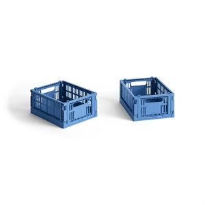 HAY Colour Crate Aufbewahrungsbox Mini 2er-Set Electric Blue
