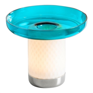 Artemide Bontá Tragbare Lampe Türkis mit Glasschale