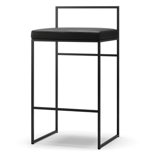 Department Barhocker mit Rückenlehne 80 cm Schwarz/ Schwarz Leder