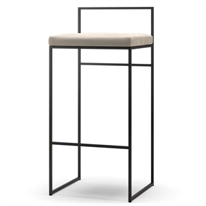 Department Barhocker mit Rückenlehne 90 cm Schwarz/ Beige Samt