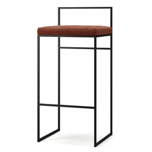 Department Barhocker mit Rückenlehne 90 cm Schwarz/Rost Bouclé