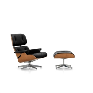 Vitra Eames Sessel mit Hocker Kirsche/66 Nero/ Aluminium