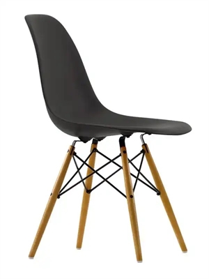Vitra Eames Plastic DSW Dining Chair Deep Schwarz/ Golden Maple