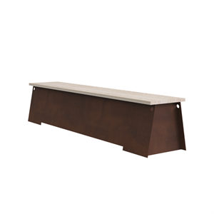 Frama 64 Bank Cortenstahl/Travertin