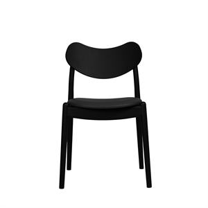 Ro Collection Hybrid Esszimmerstuhl, gepolsterter Sitz, schwarz lackierte Eiche/dunkelbraunes Leder