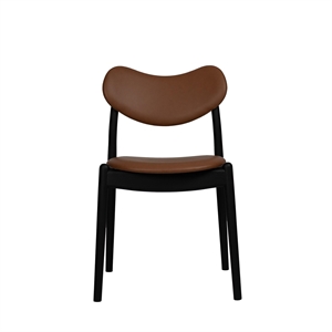 Ro Collection Hybrid Esszimmerstuhl, gepolstert, schwarz lackierte Buche/Calvados-Leder