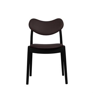 Ro Collection Hybrid Esszimmerstuhl, gepolstert, schwarz lackierte Eiche/dunkelbraunes Leder
