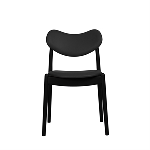 Ro Collection Hybrid Esszimmerstuhl, gepolstert, schwarz lackierte Eiche/ Schwarz Leder