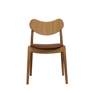 Ro Collection Hybrid Esszimmerstuhl, gepolsterter Sitz, geölte Eiche/Calvados-Leder