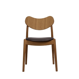 Ro Collection Hybrid Esszimmerstuhl, gepolsterter Sitz, geölte Eiche/dunkelbraunes Leder