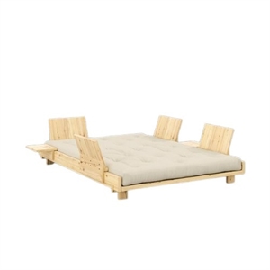 Karup Social Schlafsofa mit 4 Rückenlehnen, Beistelltischen und Matratze 140x200 Beige/Roh