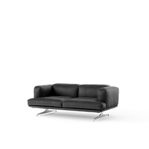 &Tradition Inland AV22 2-Sitzer-Sofa, Schwarz Leder/poliertes Aluminium