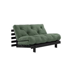 Karup Design Roots Schlafsofa mit Roots-Matratze 140x200 Olivgrün/ Schwarz Lackiert