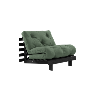 Karup Design Roots Schlafsofa mit Matratze 90x200 Nachtschwarz/ Olivgrün