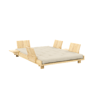 Karup Design Social Schlafsofa mit 4 Stk. Rückenlehne, Beistelltische und Matratze 140x200 Beige/ Klar Lackiert