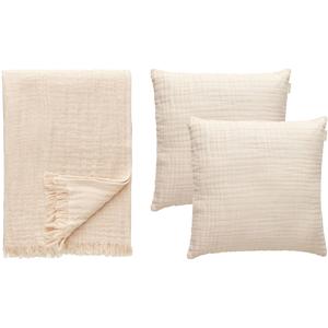 Decotique Crinkle-Kissen und Plaid-Set, Beige