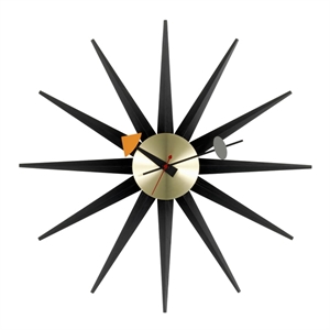 Vitra Sunburst Clock Uhr Schwarz/ Messing