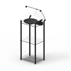 Transparent Plattenspieler Tischständer Lautsprecher Schwarz