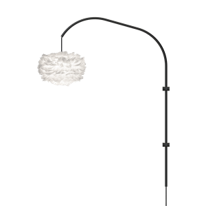 Wandlampe Eos Willow Single Wandleuchte Mini Weiß mit Aufhängung in Schwarz