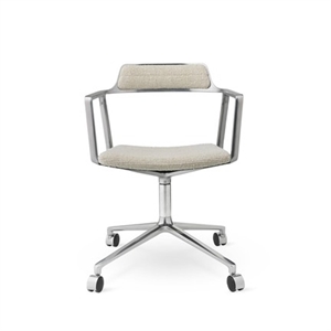 Vipp 452 Drehstuhl mit Rollen Aluminium/Wellenförmig Gebrochenes Weiß/ Hellgrau