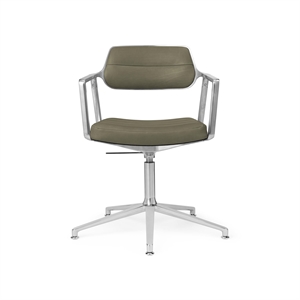 Vipp 453 Swivel+ Drehstuhl mit Bodengleitern, Aluminium/ Bosco Green