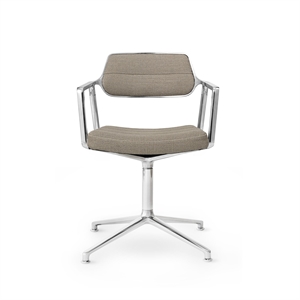 Vipp 453 Drehstuhl mit Bodengleitern Aluminium/Dark Sand Textil