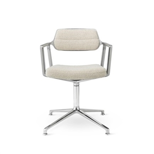 Vipp 453 Drehstuhl mit Bodengleitern Aluminium/Wellenförmig Gebrochenes Weiß/ Hellgrau